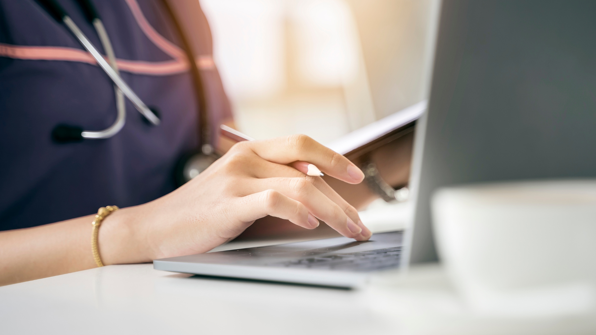 nurse on computer