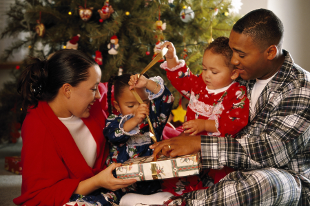 Family on Christmas morning